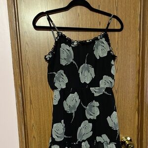 Old Navy Black Dress with Gray Floral Design